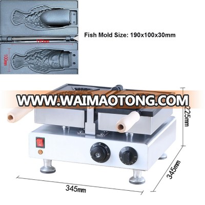 Commercial Non-stick 110V 220V Electric Big Mouth Taiyaki Ice Cream Fish Waffle Maker Iron Machine